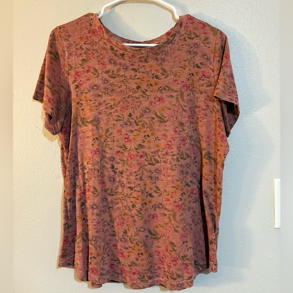 Old Navy Floral Short Sleeve Top - Pink and Green